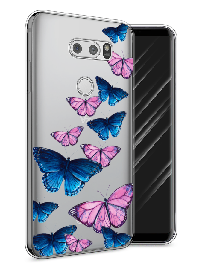 

Чехол Awog на LG V30 "Полет бабочек", Синий;черный;розовый, 83050-2