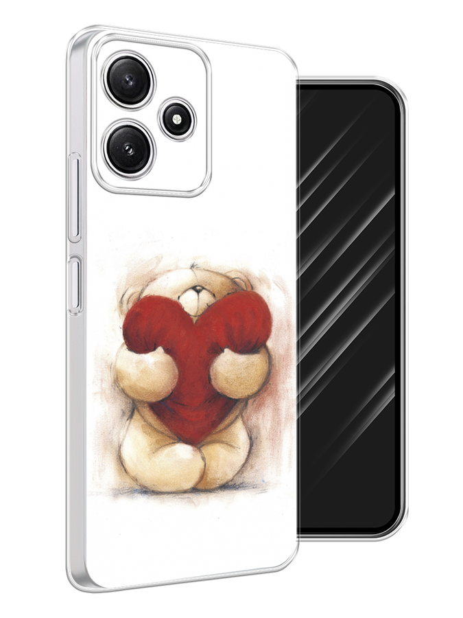 

Чехол Awog на Xiaomi Redmi 12 5G "Мишка с сердцем 1", Белый;бордовый;бежевый, 319650-1