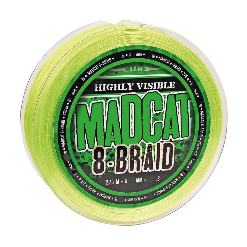 Шнур DAM Madcat 8-Braid 270м 0,60мм 61,2кг 135lb Hi Vis Yellow