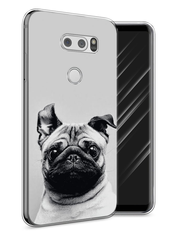 

Чехол Awog на LG V30 "Ушастый мопс", Серый, 83050-1