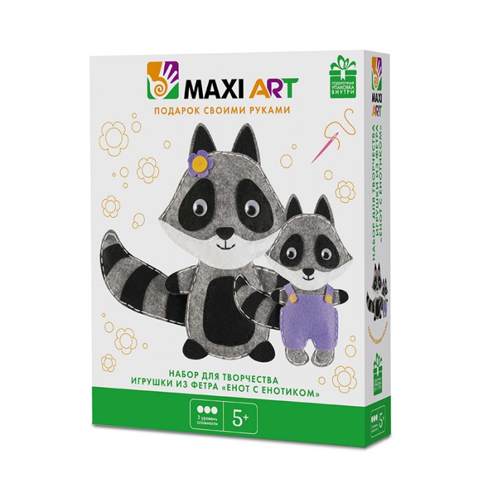 фото Набор для творчества maxi art игрушки из фетра енот с енотиком ma-20125 maxi art