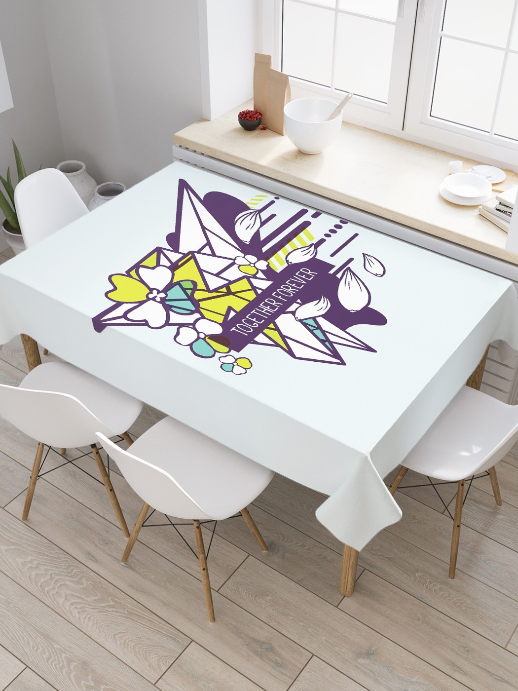 

Скатерть прямоугольная JoyArty "Вместе навсегда" из сатена, 180x145 см, Белый, Вместе навсегда