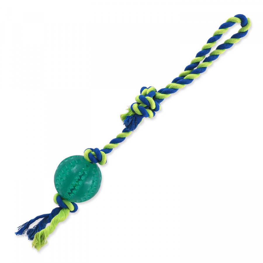 Игрушка для собак Dog Fantasy Dental Mint для метания с веревочной петлей зеленый 7x50 см