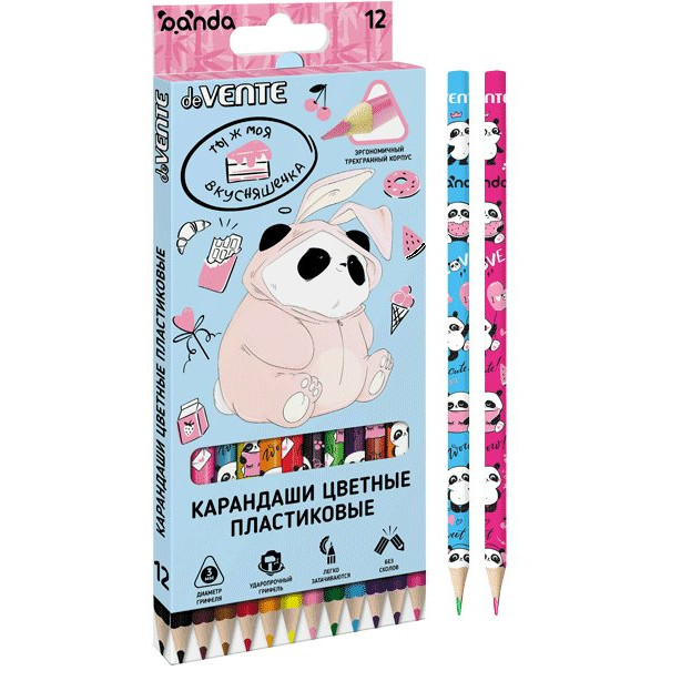 Карандаши цветные deVente Panda Soft Touch 3мм 2М 12шт