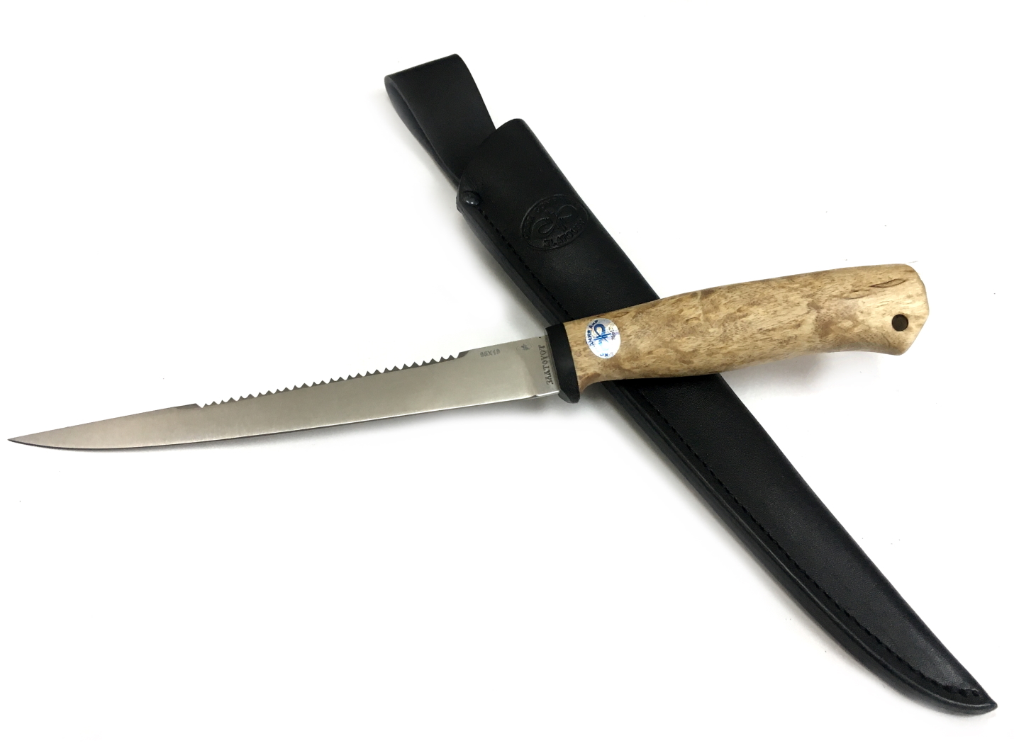 Нож Филейный Златоуст Белуга, сталь 95х18, карел. береза