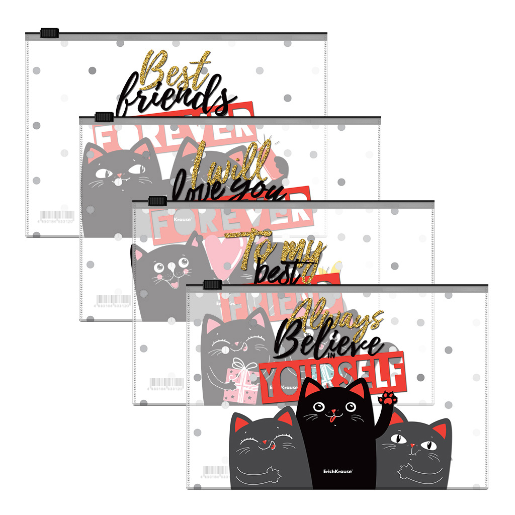

Папка на молнии ErichKrause В5 Zip Feline Friends, Разноцветный, 1749664