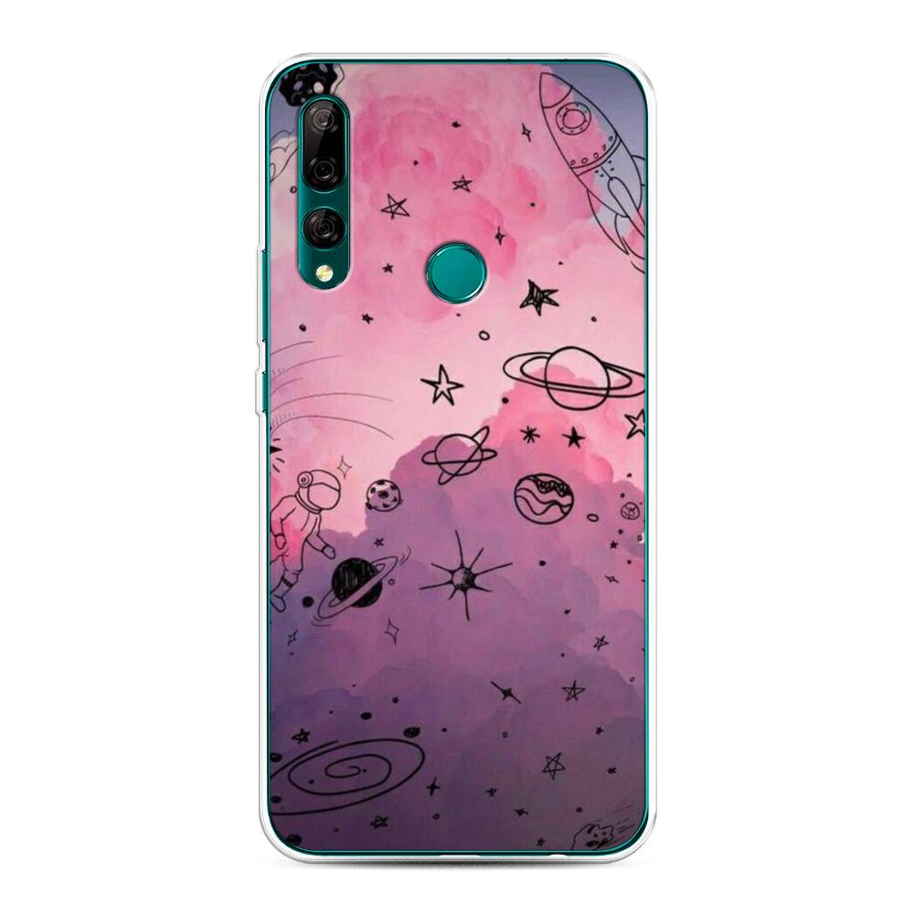 

Чехол Awog на Huawei Y9 Prime 2019 "Радуга планет 3", Черный;розовый, 611950-4