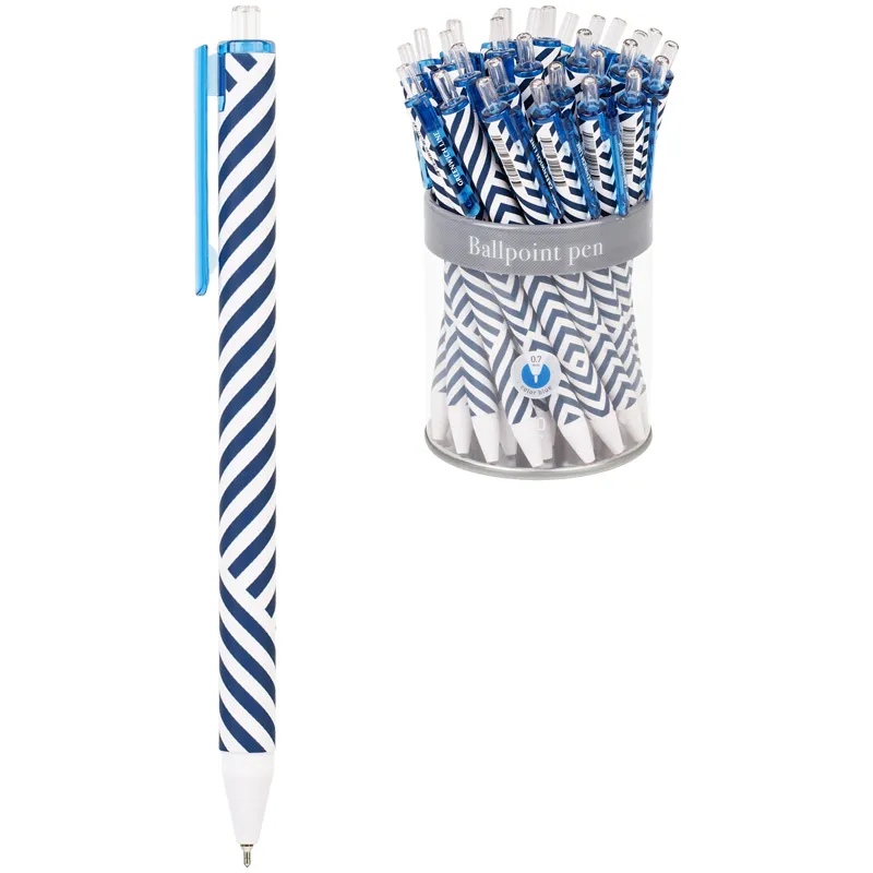 

Ручка шариковая автоматическая Greenwich Line Classy stripes синяя, 0,7мм, софт-тач