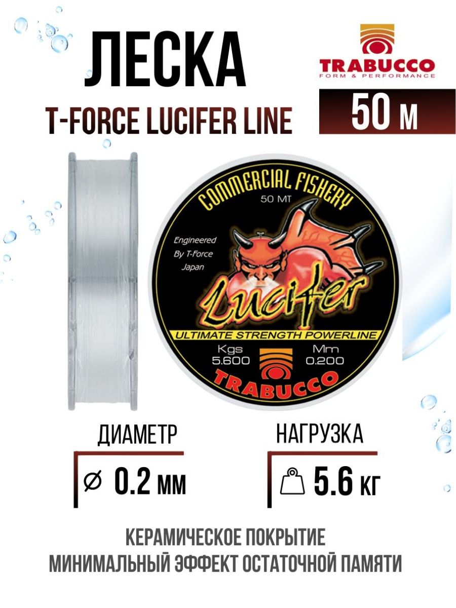 

Монолеска Trabucco T-Force Lucifer Line 50m Clear 0.200mm/5.60kg, T-Force Lucifer Line