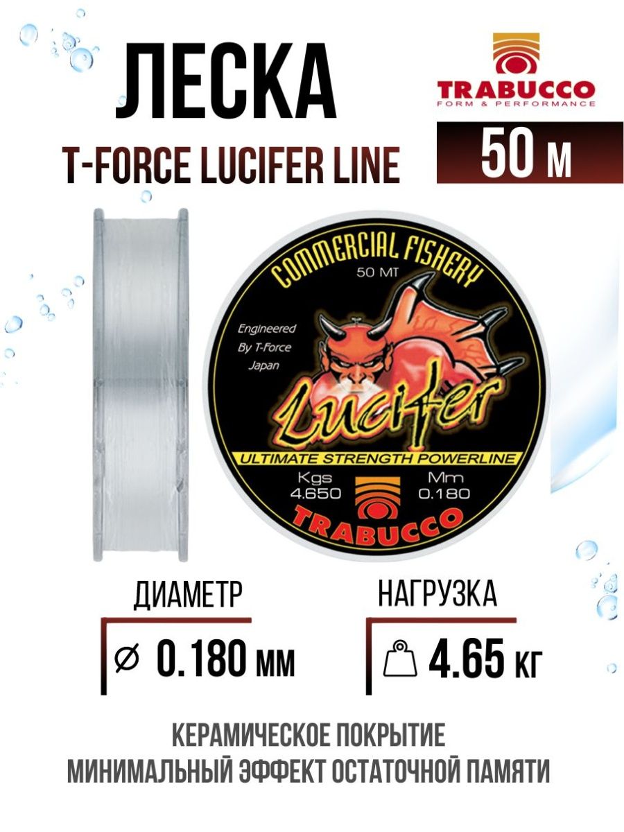 

Монолеска Trabucco T-Force Lucifer Line 50m Clear 0.180mm/4.65kg, T-Force Lucifer Line
