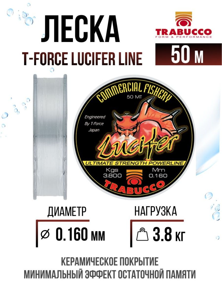 

Монолеска Trabucco T-Force Lucifer Line 50m Clear 0.160mm/3.80kg, T-Force Lucifer Line
