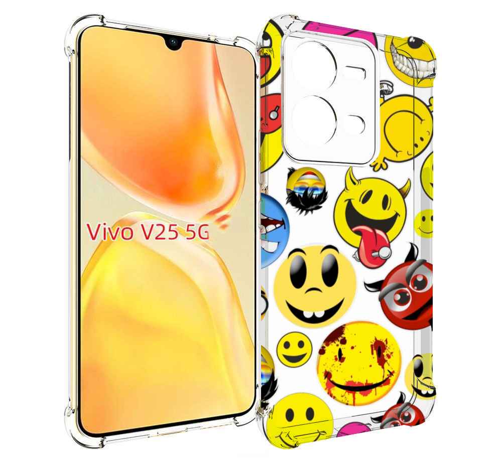 

Чехол MyPads Смайлики для Vivo V25 5G / V25e, Прозрачный, Tocco