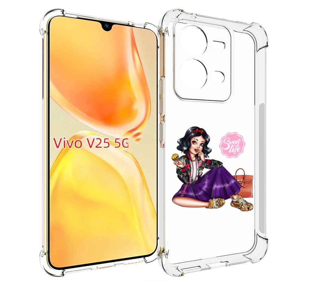 

Чехол MyPads Сладкая-жизнь женский для Vivo V25 5G / V25e, Прозрачный, Tocco
