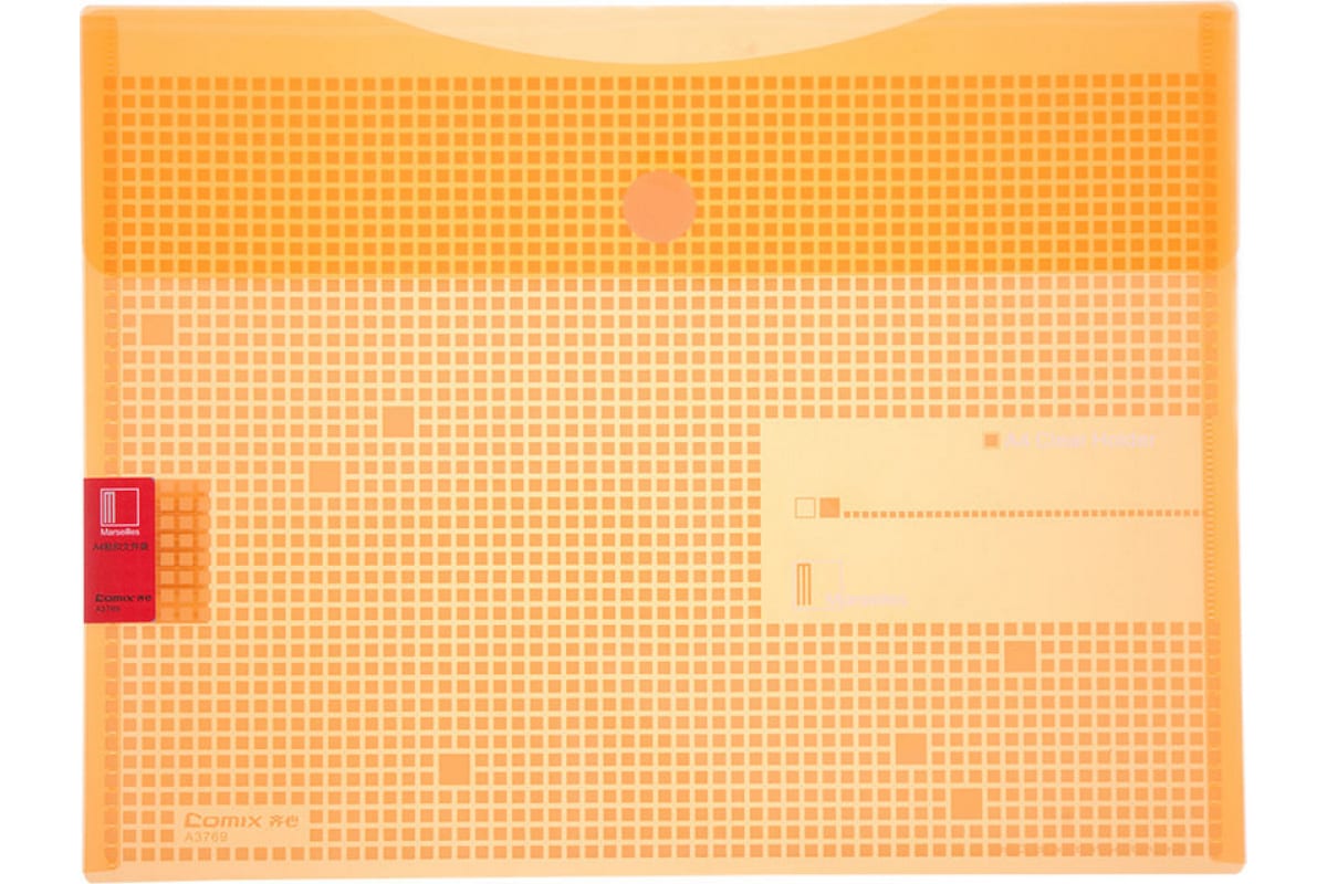Папка на липучке COMIX А4 180мкм Marseille оранжевая