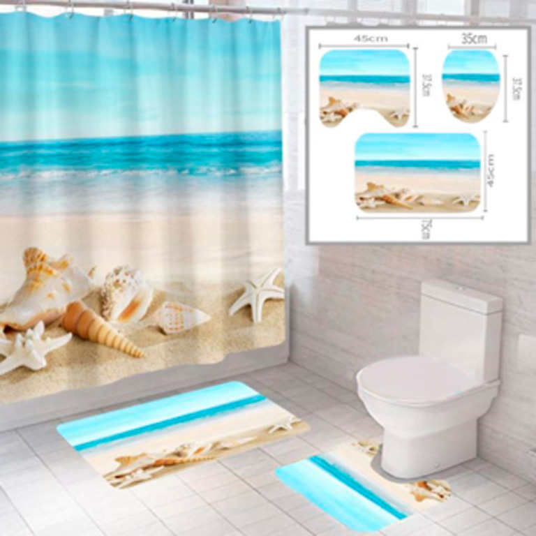Комплект штора и 2 коврика для ванной комнаты SANTRADE 