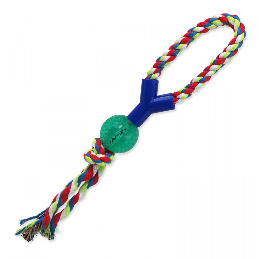 Игрушка для собак Dog Fantasy STRONG DENTAL Мяч с веревкой 5 x 38 см