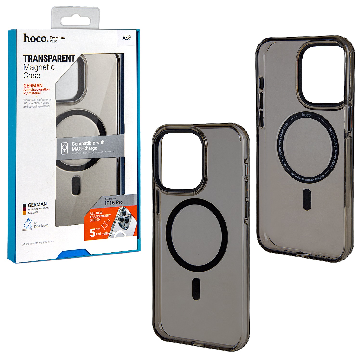 Чехол iPhone 15 Pro Hoco AS3 Amber Magnetic Case PC (Black) (IS794685)