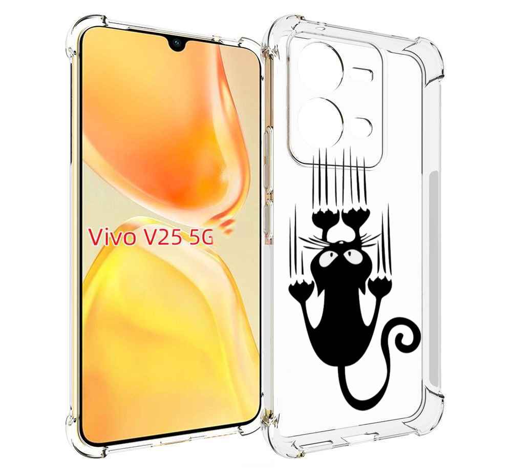 

Чехол MyPads Свисающий-кот для Vivo V25 5G / V25e, Прозрачный, Tocco
