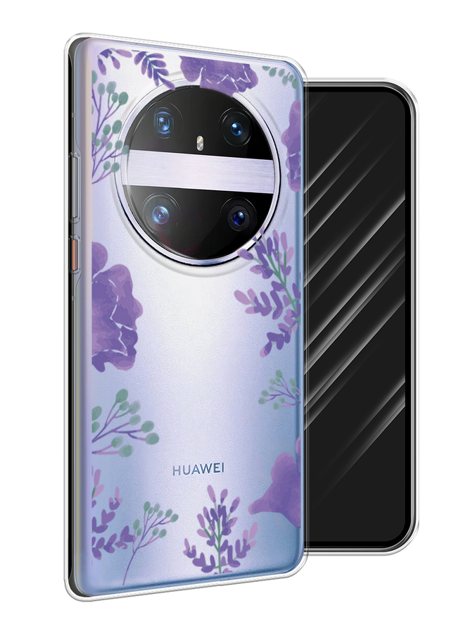 

Чехол Awog на Huawei Mate 60 Pro "Сиреневая цветочная рамка", Прозрачный;фиолетовый, 6122250-1