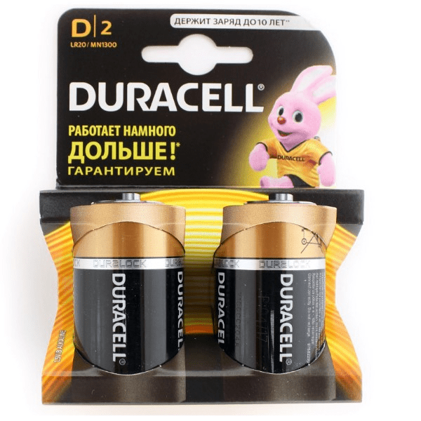 

Батарейка щелочная DURACELL LR20 (D) 1.5В бл/2