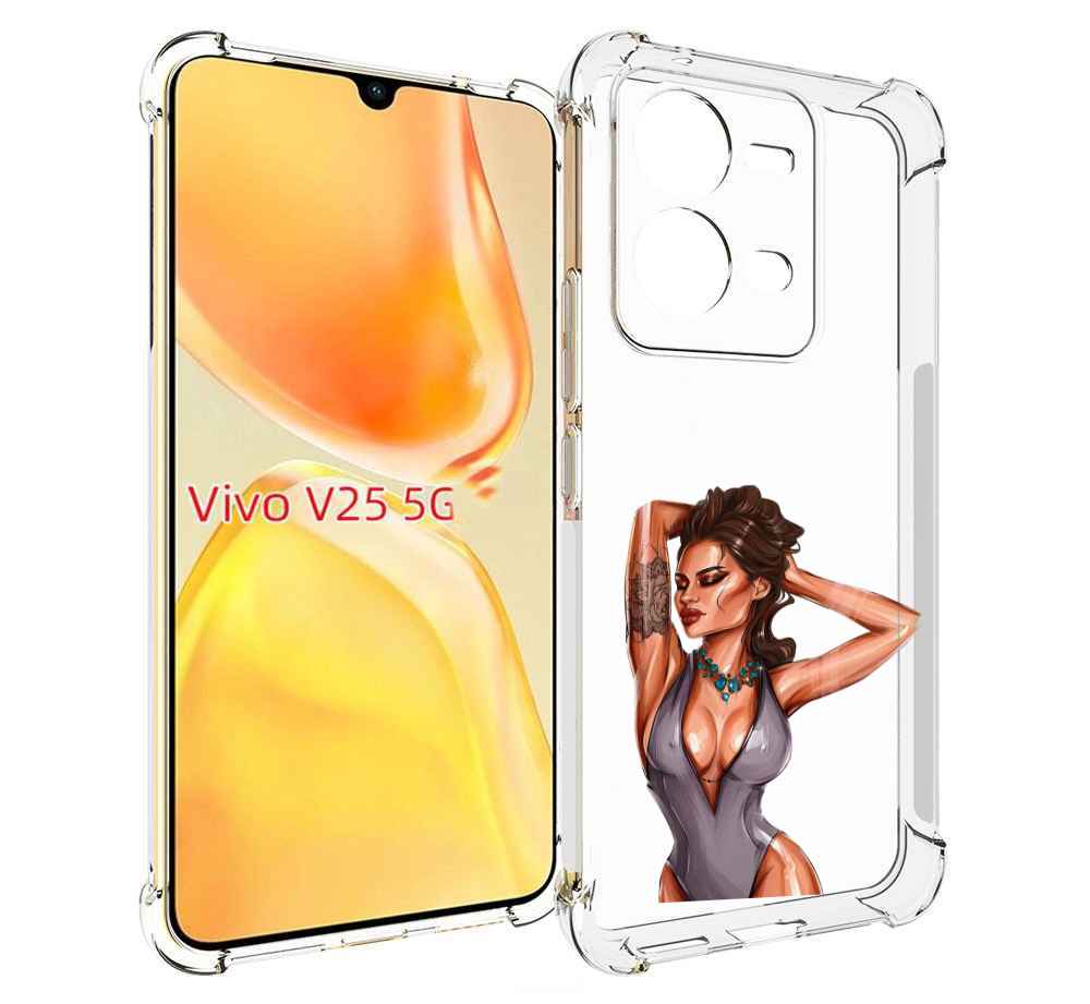 

Чехол MyPads Роскошная-девушка женский для Vivo V25 5G / V25e, Прозрачный, Tocco