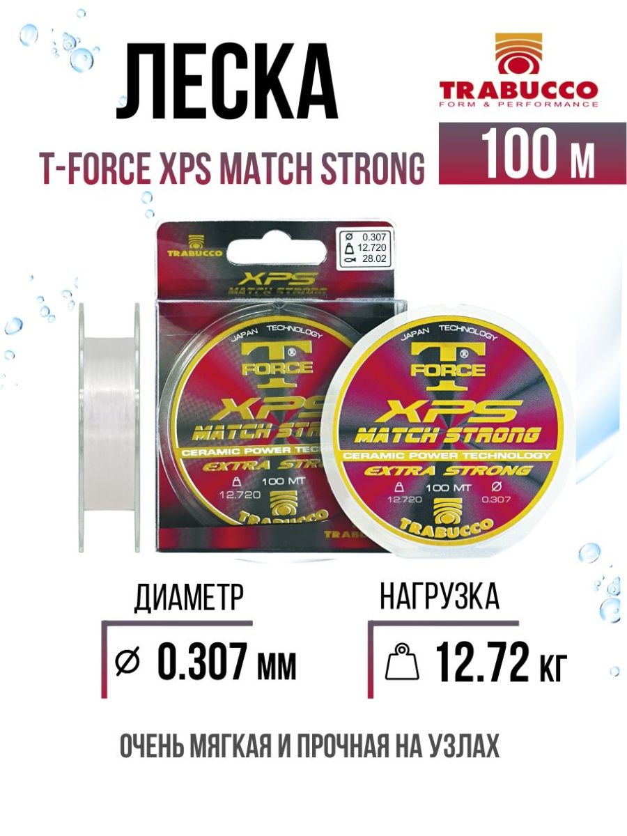 

Леска Trabucco T-Force XPS Match Strong 0.307mm 12.72kg 100m Clear, T-Force XPS Match Strong