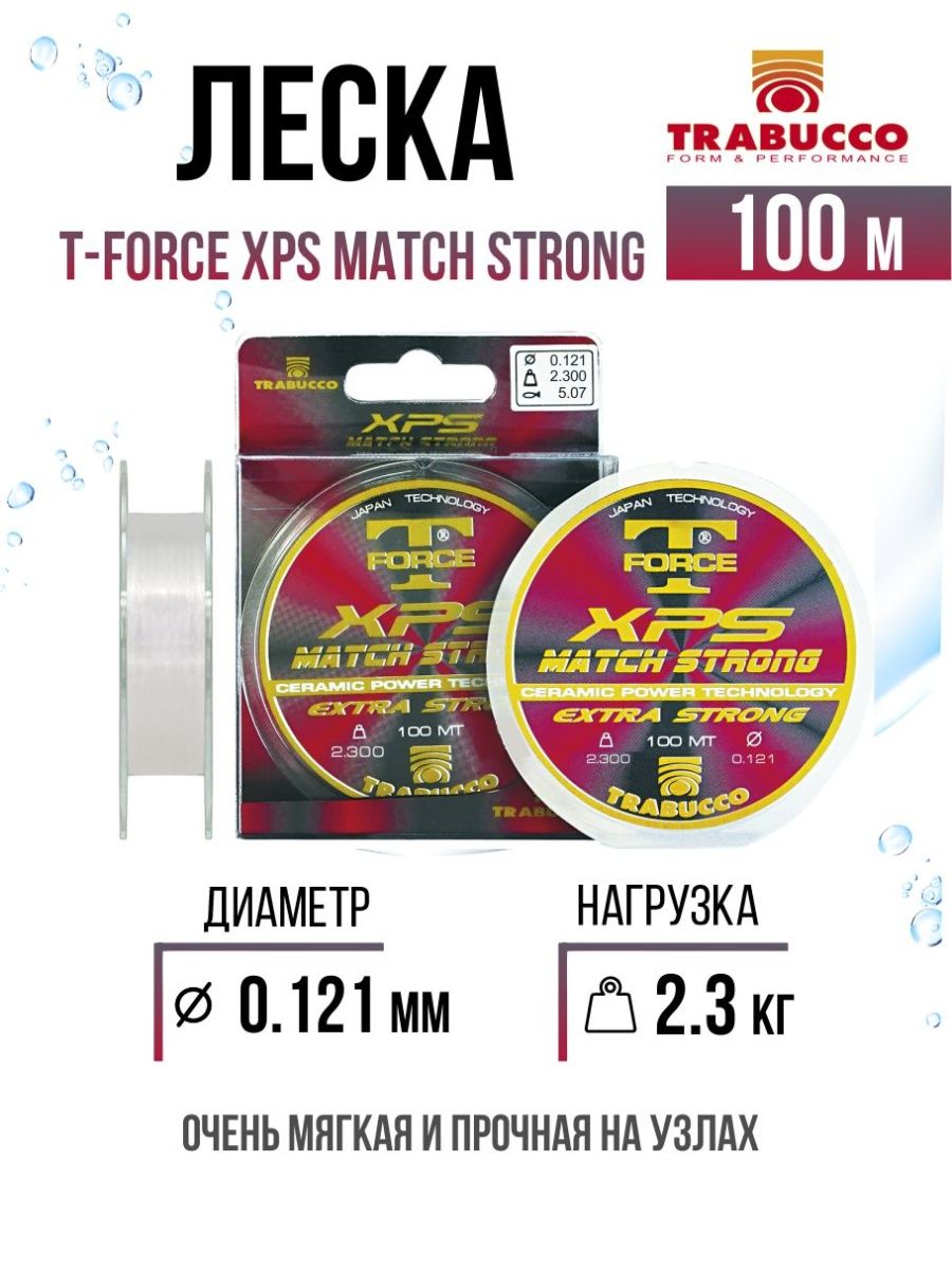 

Леска Trabucco T-Force XPS Match Strong 0.121mm 2.30kg 100m Clear, T-Force XPS Match Strong
