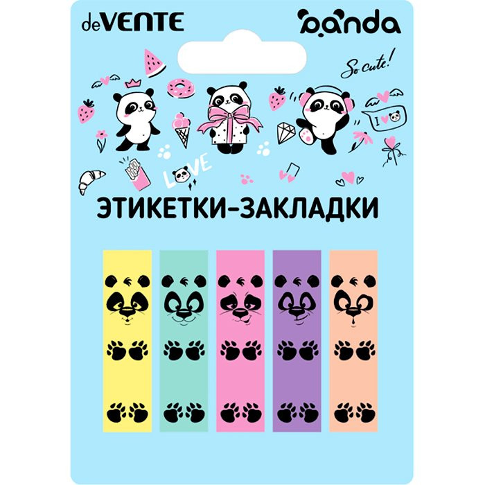 Блок клейкий -закладки deVente 45х12 5х20л Panda