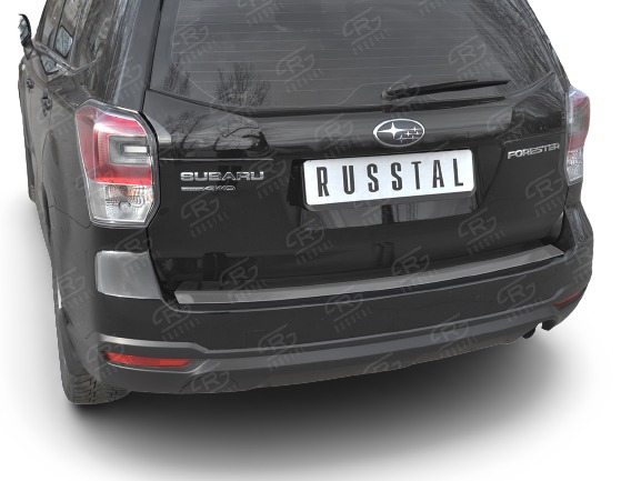 фото Накладка на задний бампер russtal (нерж., зеркало) для subaru forester(sj) 2016-2018