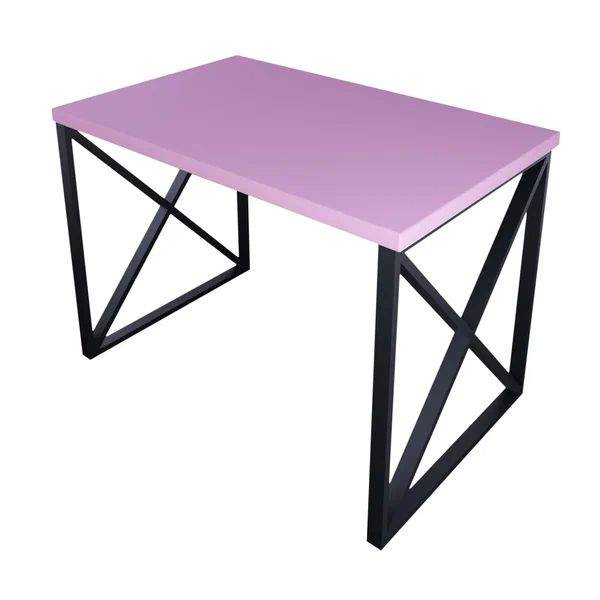 Стол кухонный Solarius Loft с крестообразными ножками 120х70х75, розовый с черными ножками
