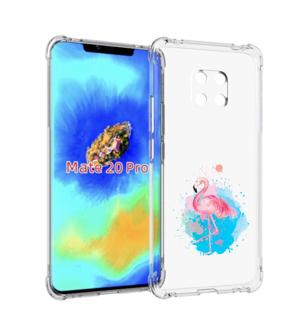 Чехол MyPads акварельное-фламинго для Huawei Mate 20 Pro/Mate 20 RS 6.39