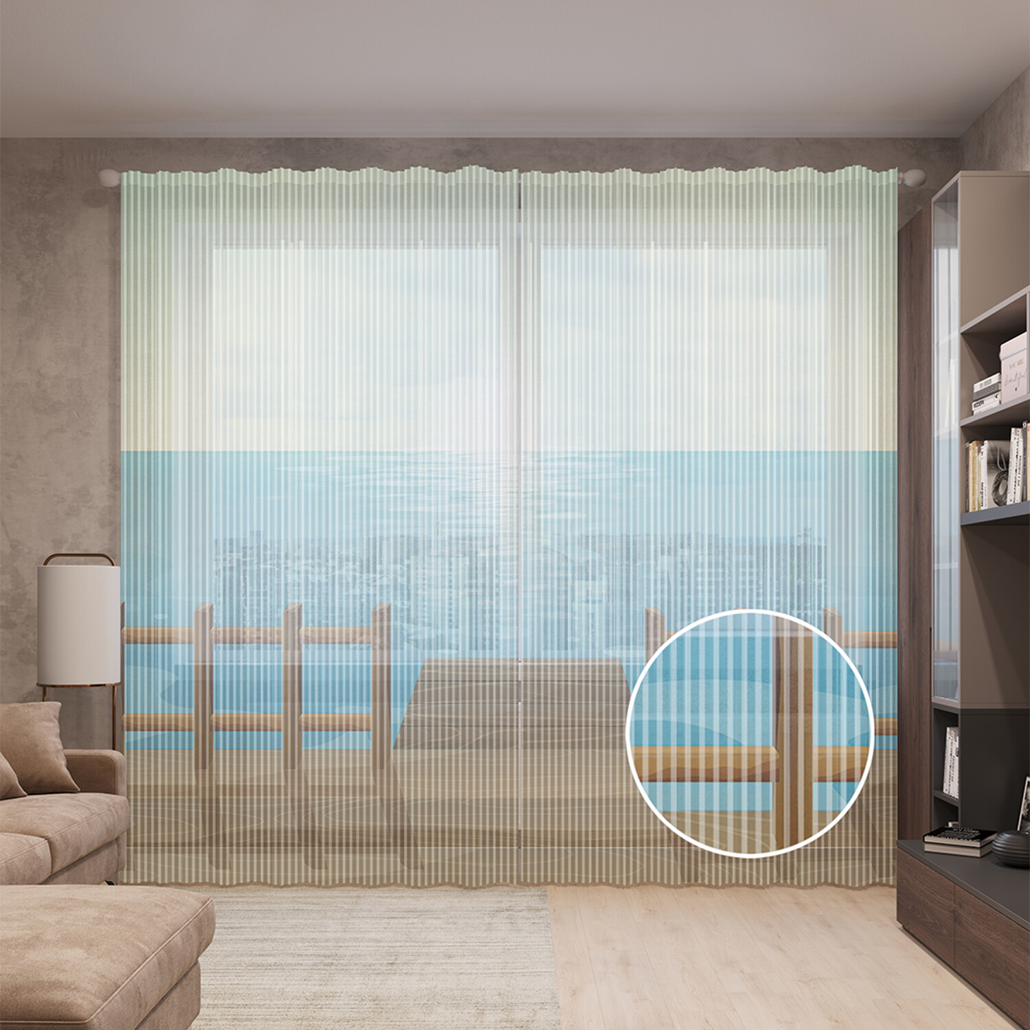 

Тюль вуаль на шторной ленте с принтом JoyArty "Причал для катера", 310х265 см, Причал для катера