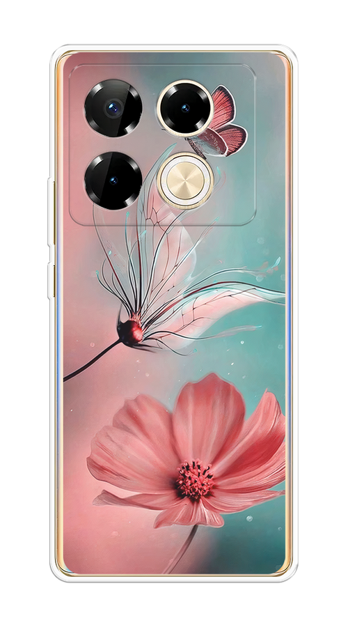 

Чехол на Infinix Note 40 Pro "Бабочка и цветок", Голубой;розовый, 3105750-1