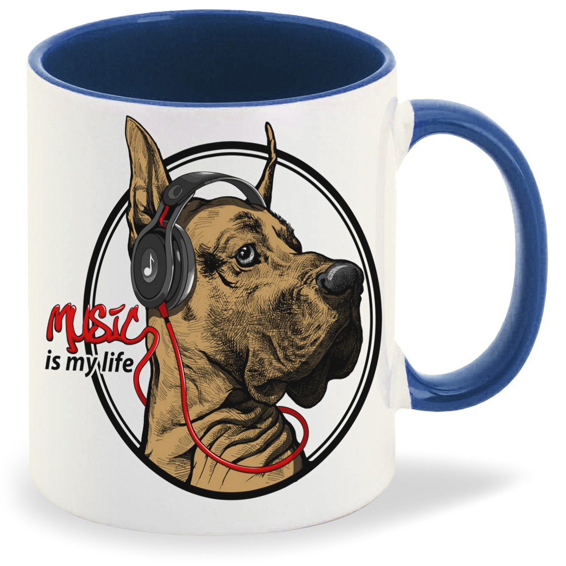 

Кружка CoolPodarok Music is my life Собака, Music is my life Собака