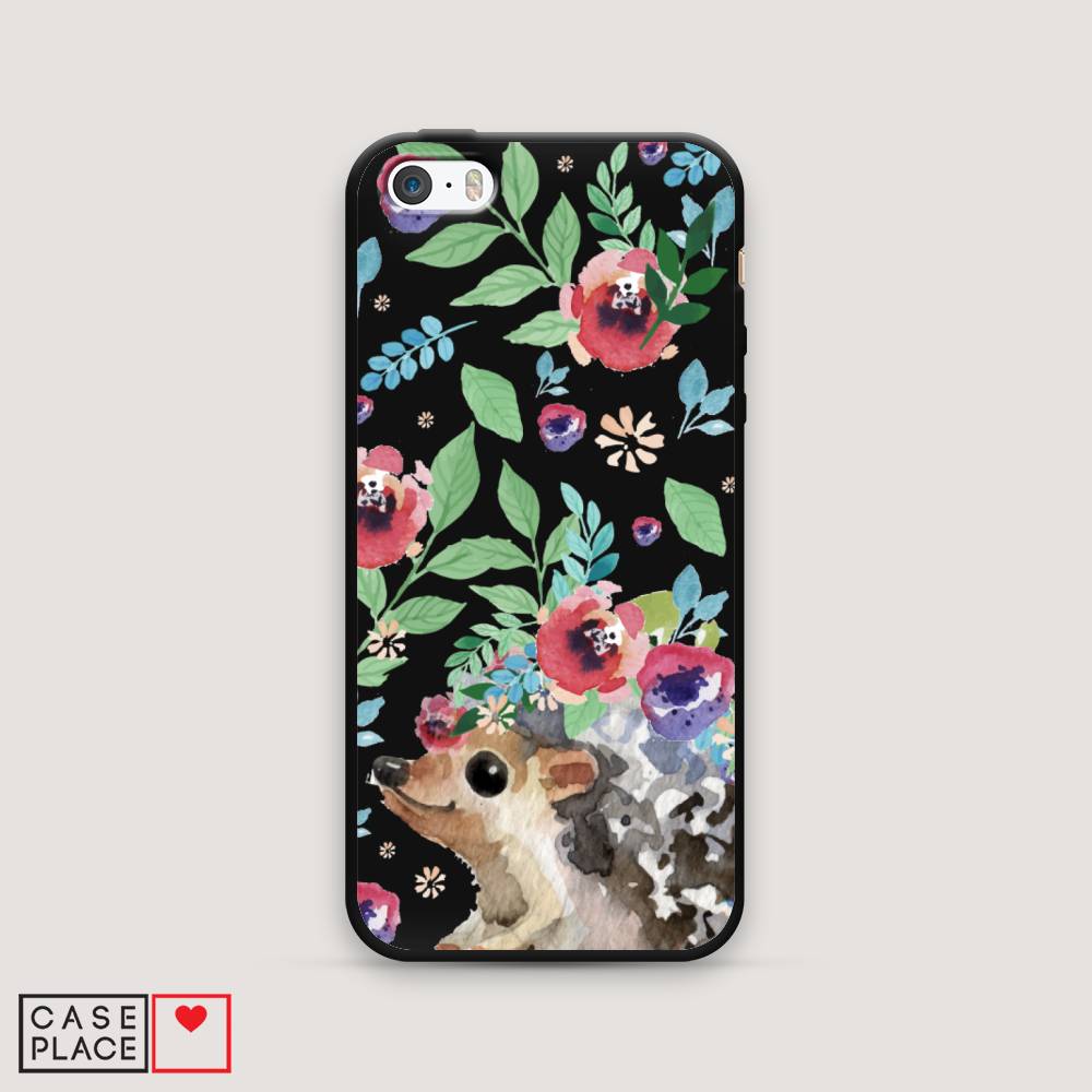 

Чехол Awog на Apple iPhone 5 / Айфон 5 "Ежик в цветах акварель", Разноцветный, 10352-1