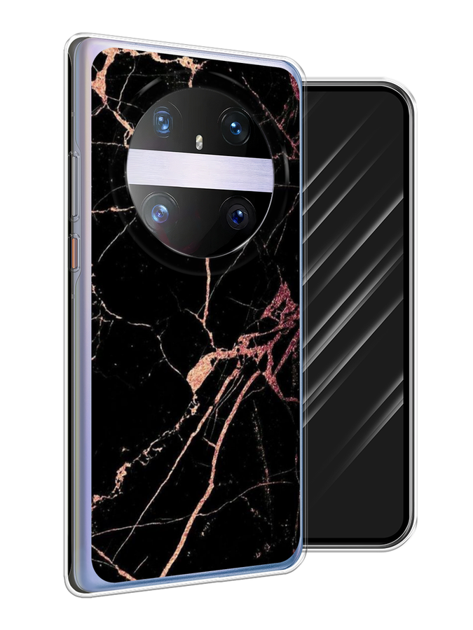 

Чехол Awog на Huawei Mate 60 Pro "Мрамор розовое золото", Черный;розовый, 6122250-1