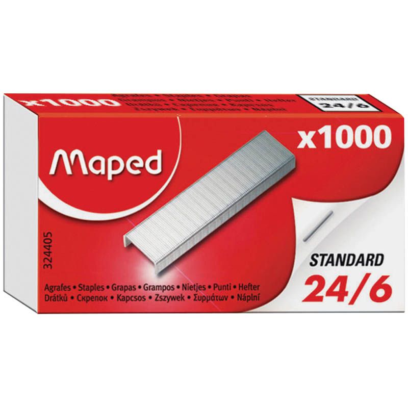 Скобы для степлера Maped Standard №24/6 никелированные, 1000 шт/уп