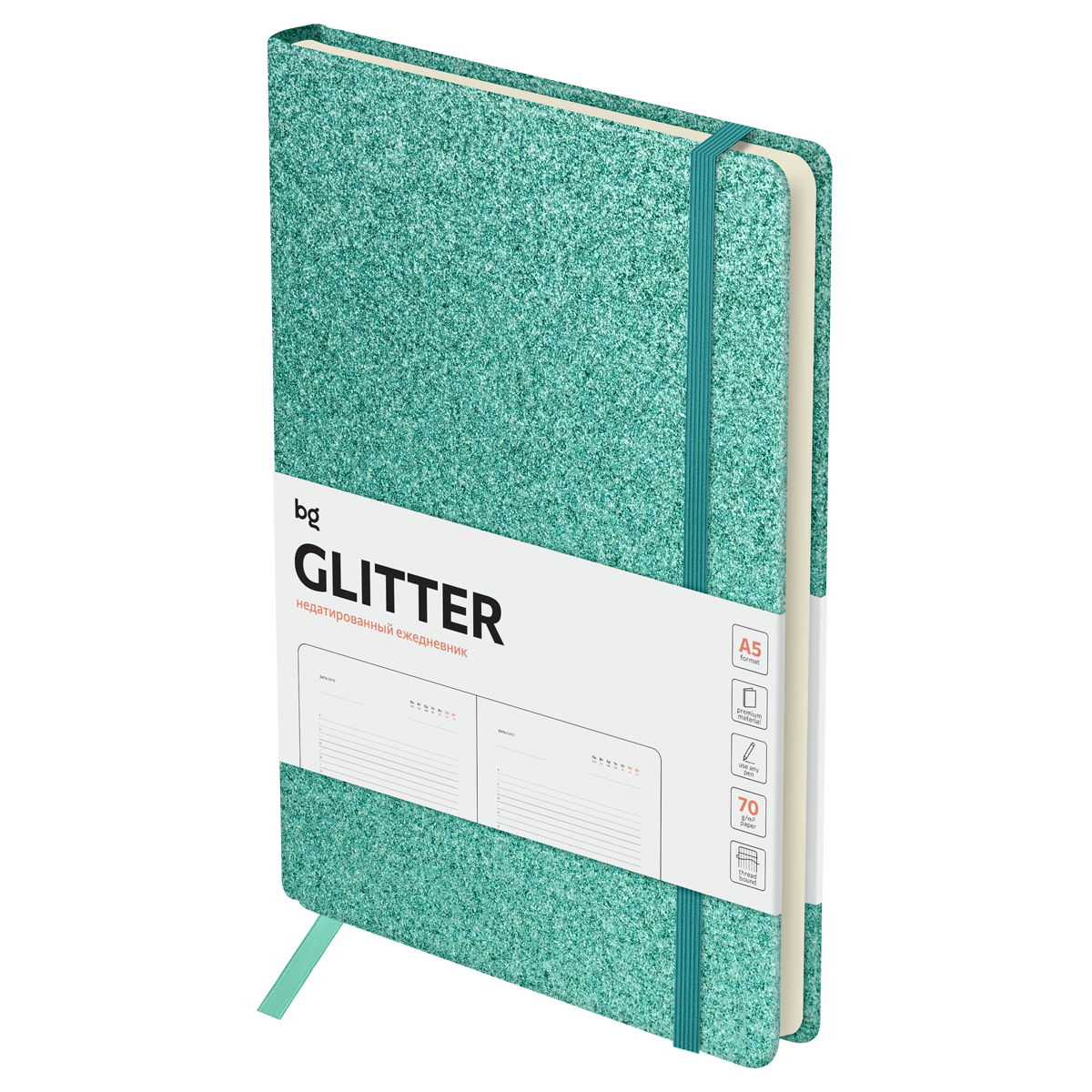 

Ежедневник BG Glitter Teal DuA5_61220, А5, 136 л
