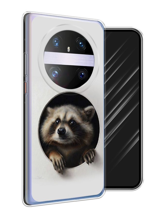 

Чехол Awog на Huawei Mate 60 Pro "Любопытный енот", Коричневый;черный;белый, 6122250-1