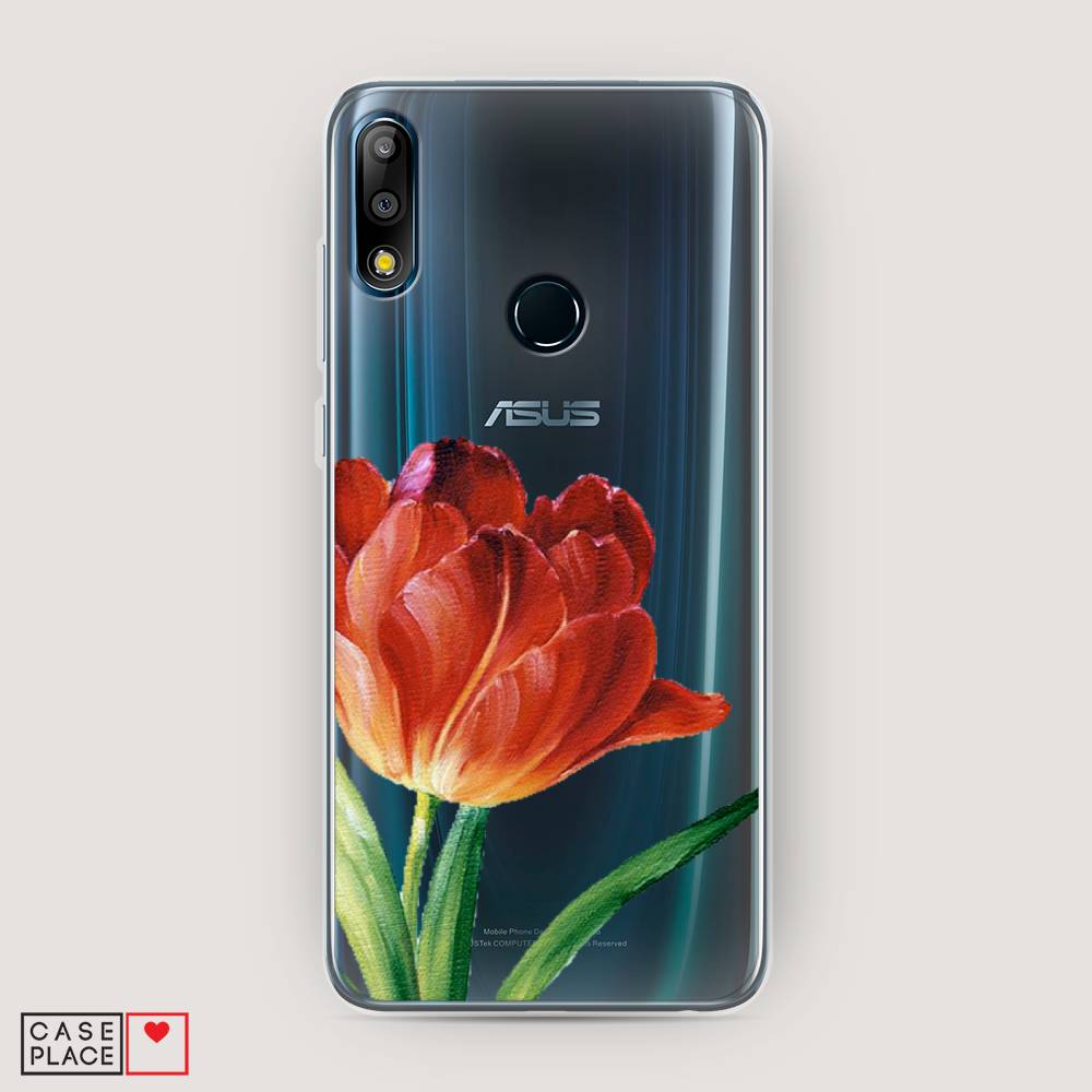 

Чехол Awog на Asus Zenfone Max Pro (M2) ZB631KL "Красный тюльпан", Оранжевый;зеленый, 43850-8