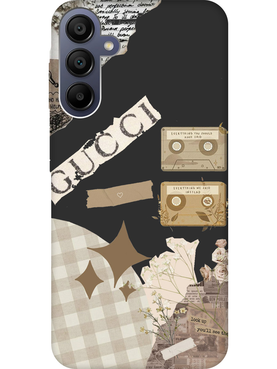 

Силиконовый чехол на Samsung Galaxy A15 с рисунком "GUCCI Stickers" Soft Touch черный, Черный;белый, 20012139