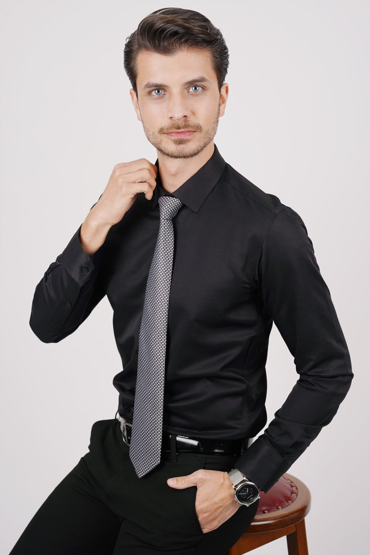 Рубашка мужская Etikmen 227 черная M (доставка из-за рубежа), Черный, 227