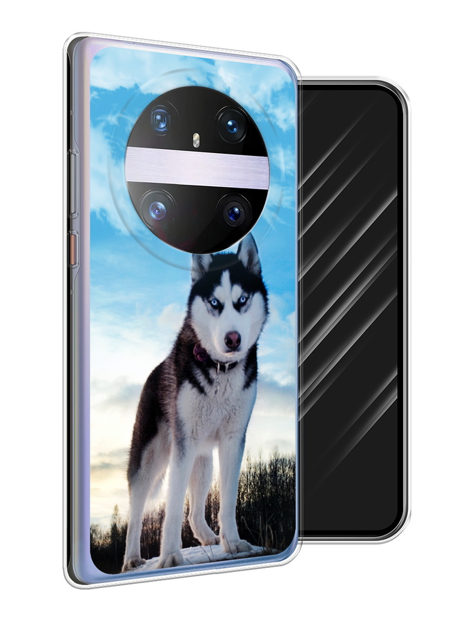

Чехол Awog на Huawei Mate 60 Pro "Хаски 3", Белый;черный;голубой, 6122250-1