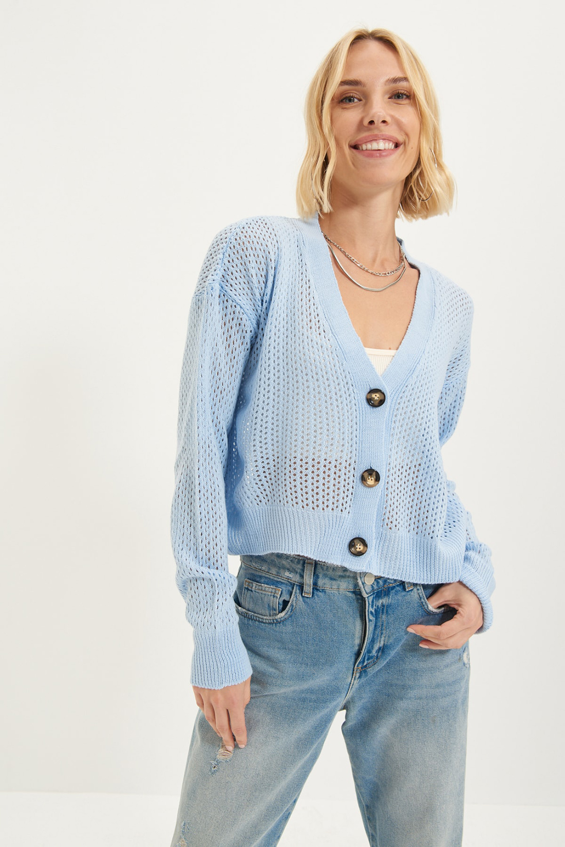 

Кардиган женский Trendyol TWOAW22HI0510 синий L, TWOAW22HI0510