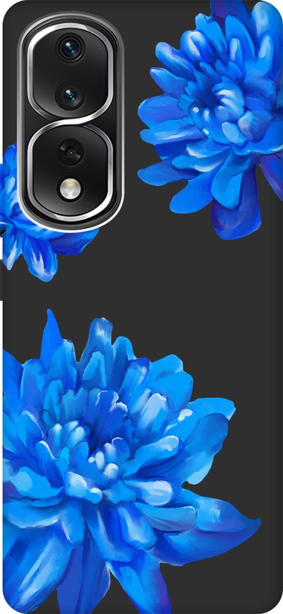 

Чехол на Honor 80 Pro с 3D принтом "Amazing Asters" черный, Черный;голубой, 159106