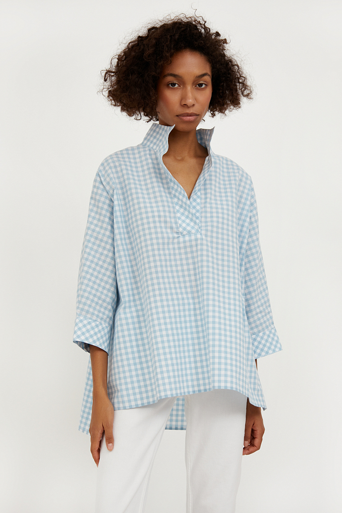 

Блуза женская Finn Flare A20-11090R голубая M, A20-11090R