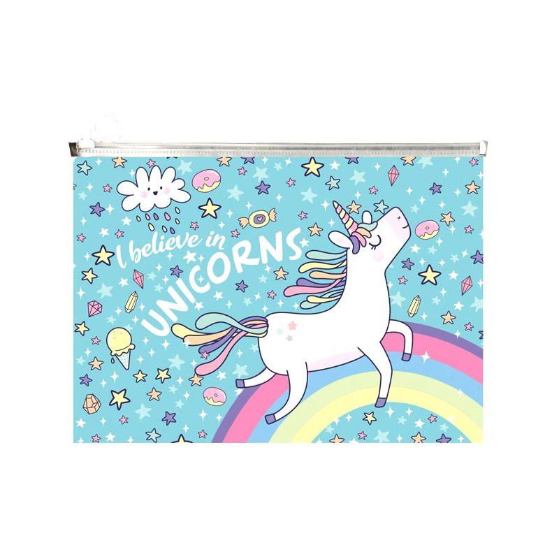 

Папка на молнии deVENTE А4 I believe in Unicorns непрозрачная 180мкм, Разноцветный, 1742791