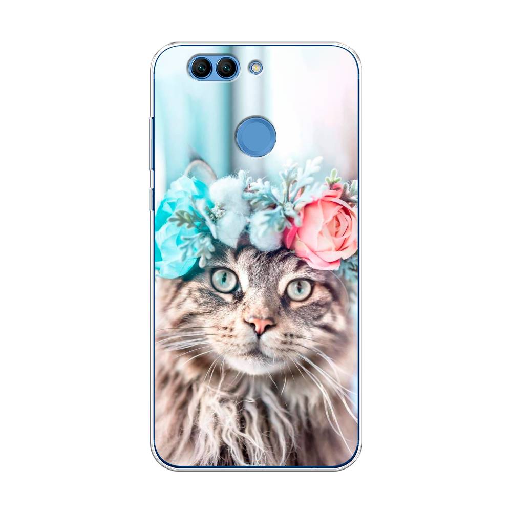 

Чехол Awog на Huawei Nova 2 Plus "Кот в венке", Разноцветный, 63050-2