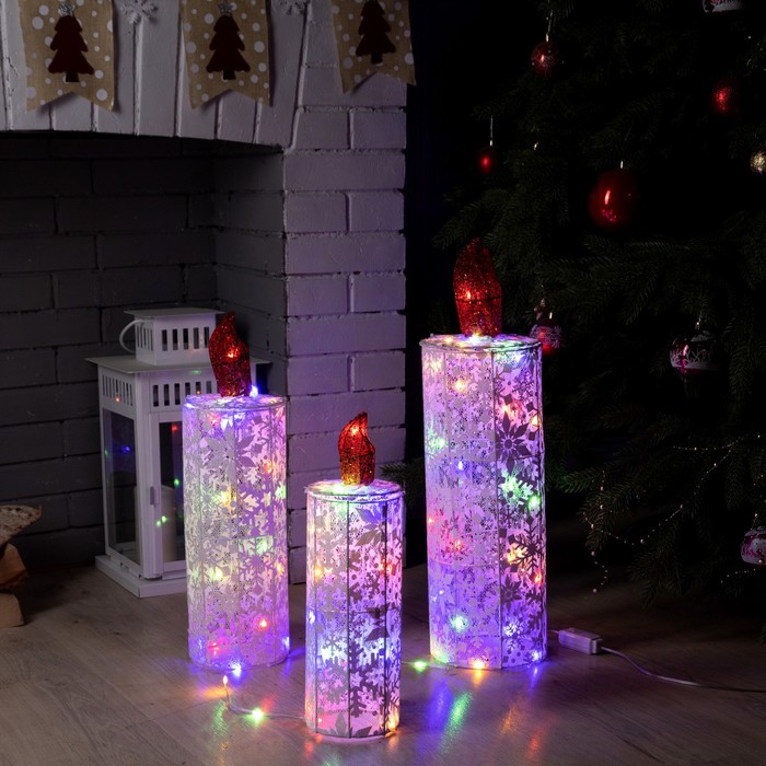 

Светодиодная фигура Luazon Lighting Цветные свечи 9609094, Белый