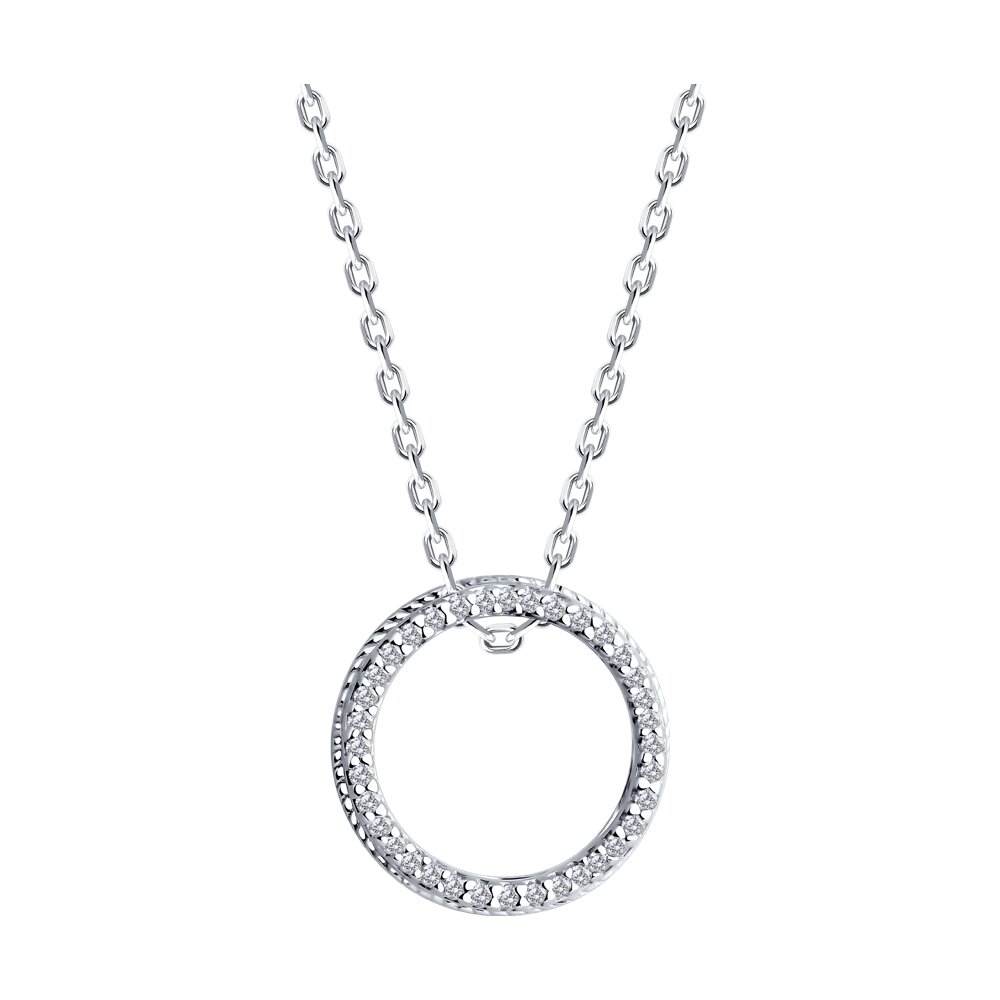 

Колье из серебра 40-45 см SOKOLOV 94071054, фианит, 94071054
